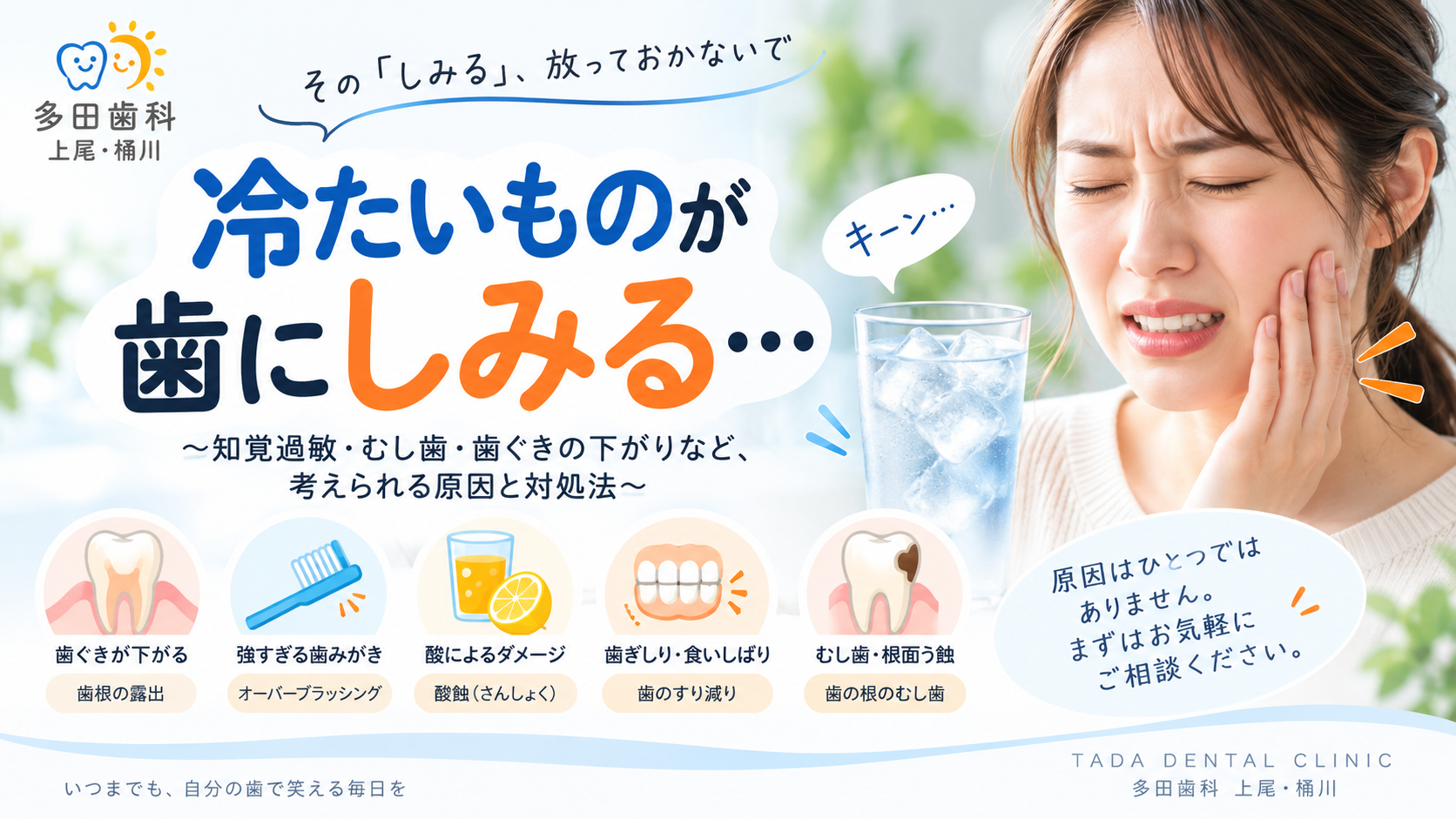 歯がしみるのはなぜ?知覚過敏・むし歯・歯ぐきが下がる原因と対処法